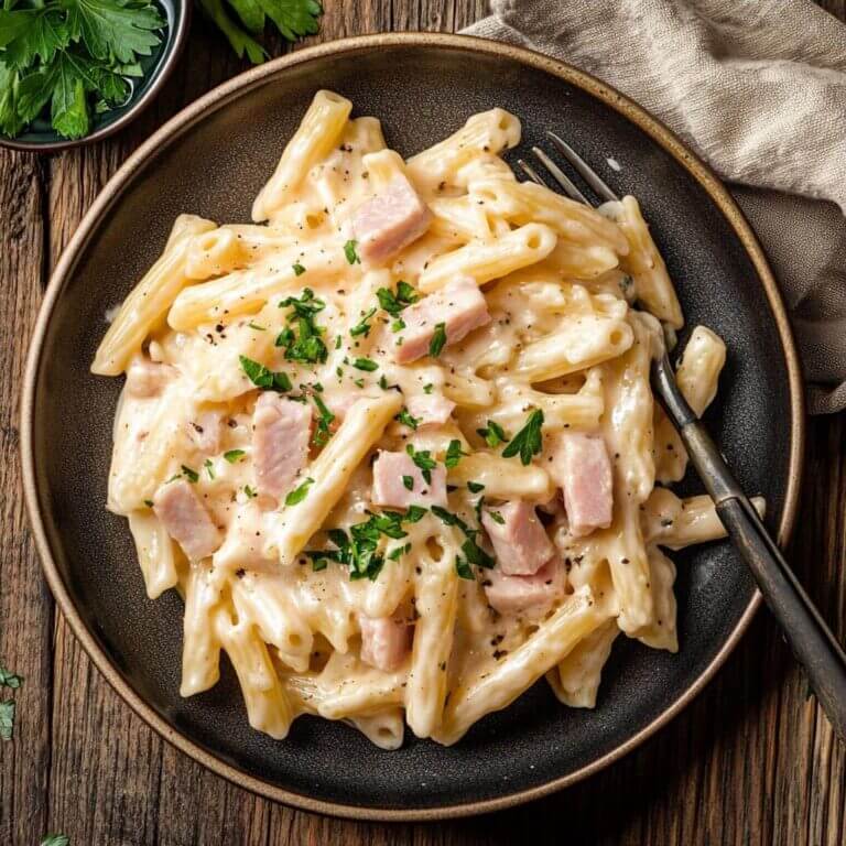 Schinkennudeln - Rezept für cremige Nudeln mit Schinken